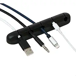 Organizador de Cabos e Fios em Silicone Flexível 5 Entradas – Suporte Adesivo para Mesa e Escritório