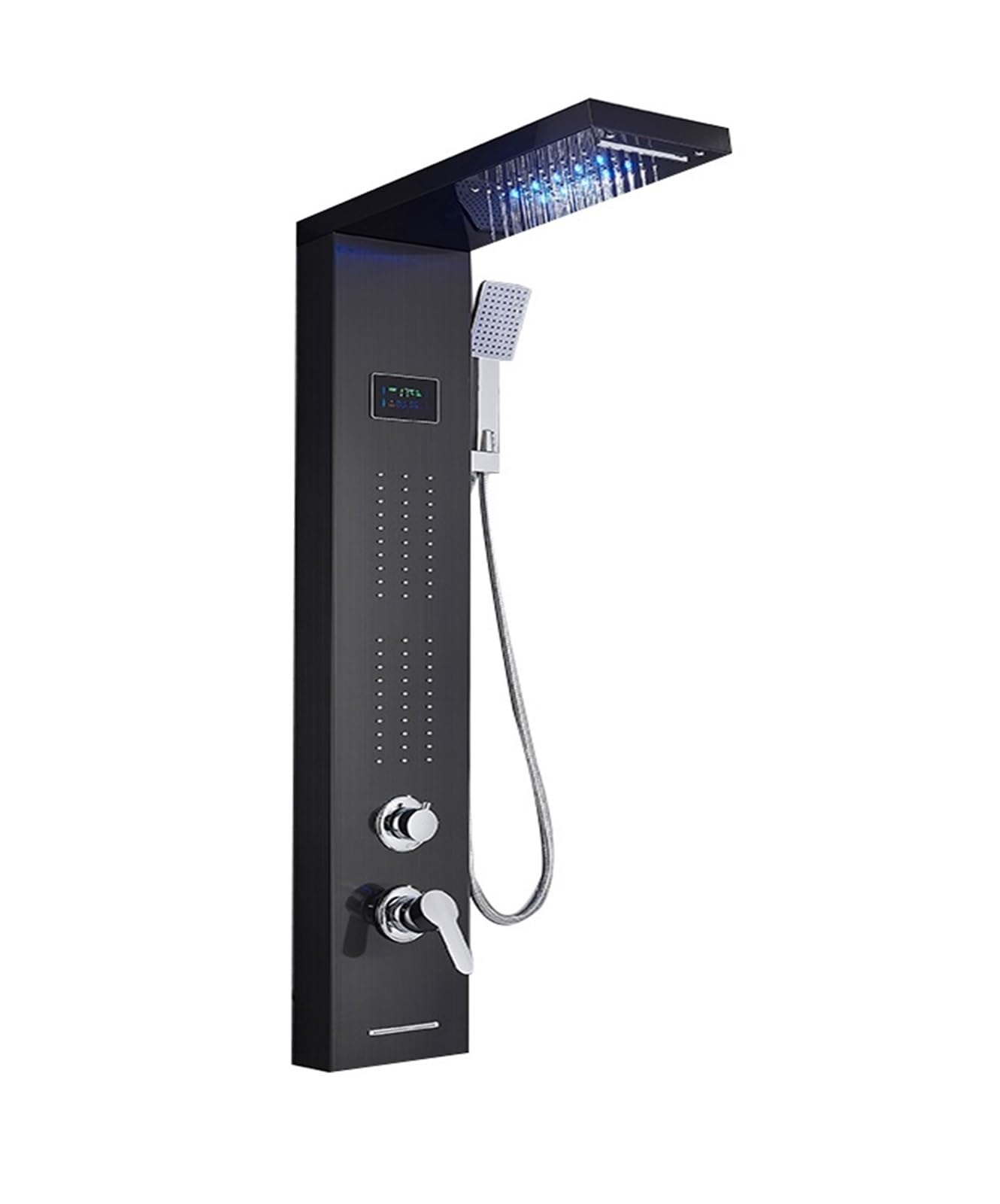 CVFRDD Shower Faucets ，Mixer Tap Black Bathroom Shower Panel， LED Shower Column with Digital Display(Black 8011)