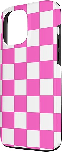 Miniatura 2 de Funda de tablero de ajedrez clásica a cuadros rosa y blanco para iPhone 13 Pro Max