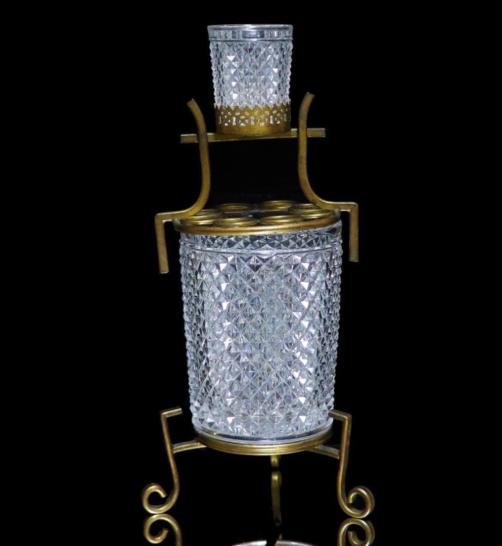 オールド・バカラ ディアマン・ビゾー ブロンズ装飾台座 グラス ２客セット オールド・バカラ ディアマン・ビゾー ブロンズ装飾台座 グラス 2客