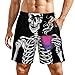 Men & Boys Fit Swim Trunks for Beach Athletic Hiking Quick Dry Drawstring Essentials Half Pants with Pockets Lining, Beachwear Skull Skeleton Bisexual Pride Flag Art Fashion Swim Trunks