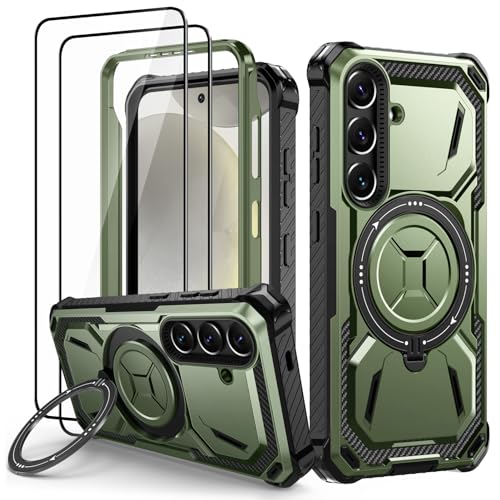 Protection Samsung S24 coque antichoc verte et double verre trempé écran