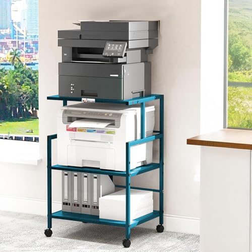 Image of WINSTAR Printer Stand, Solid & Sturdy, Modern Contemporary Look, Space Saving, Made in India (Teal, 3 Tier)