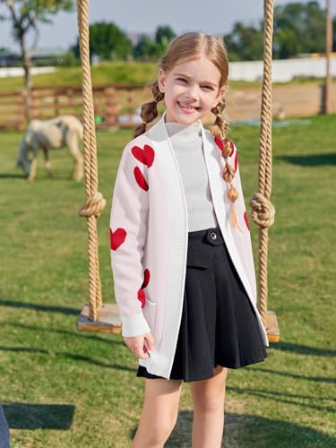 Image of Girls Cardigan Kids Open Front Oversized Sweater with Pockets | Casual Cardigans, Soft Knit, Long Sleeve, Uniform Cardigan for Girls, 7-14 Years