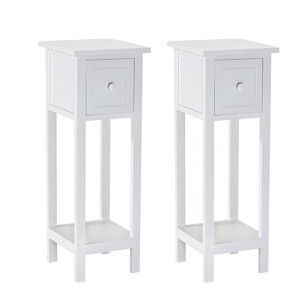 Buy Keinode Pair of Bedside Tables Storage With 1 Drawer White