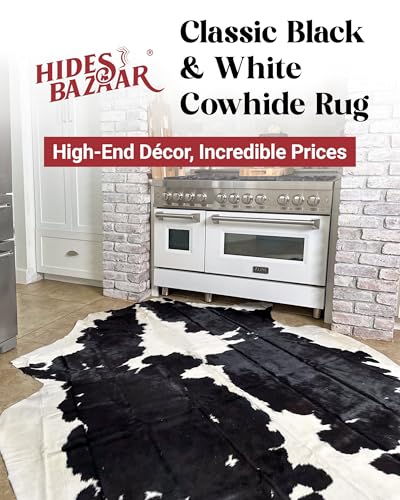 Tapete de cuero HIDES BAZAAR 6x8 ft blanco y negro miniatura 3