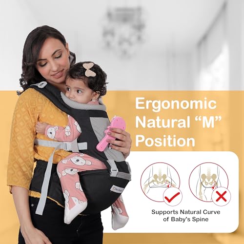 Image of Baby Carrier with Hip Seat, Ergonomic 4 in 1 Carrier Positions, Newborn to Toddler Adjustable Baby Carrier for 4-36 Months, Comfortable Padded Straps, Supports Up to 15 kg (Black)