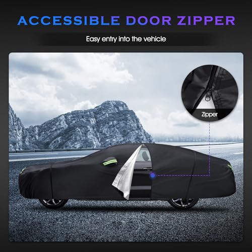 Image of Car Cover Custom Fit for Dodge Challenger 2008-2023,6 Layers Truck Cover Waterproof All Weather for Automobiles,Outdoor Full Exterior Cover,Rain, Sun, Wind Protection,Black