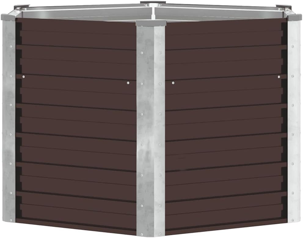vidaXL - Heavy-Duty Galvanized Steel Garden Raised Bed in Brown - 50.8"x50.8"x30.3", Spacious and Weather-Resistant, Ideal for Plants, Vegetables, Herbs and Flowers