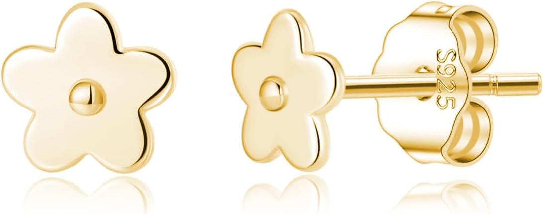 SLUYNZ Solid 925 Sterling Silver Tiny Flower Earrings Stud for Women Teens Cute Flower Stud Earrings Spring