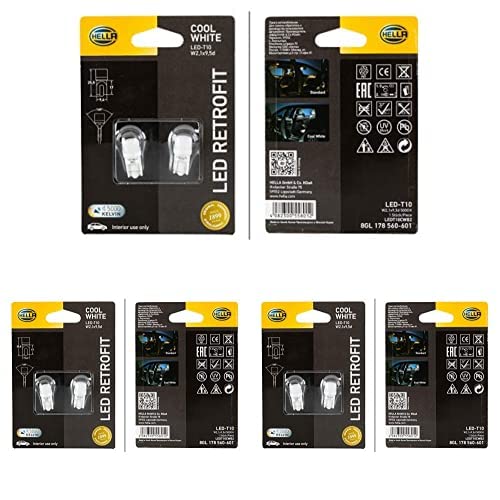 Bombillas LED Hella 8GL 178 560-601 W2.1x9.5d 12V 1W 5000K para iluminación interior de coche