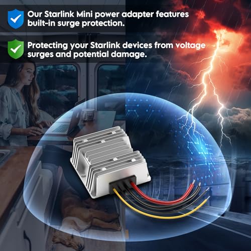 Starlink Mini 12V Adapter, 144W 12V to 48V/3A Converter Kit for Starlink Mini Power Supply Step Up with 6.6FT DC Male Star Link Power Cord for Trucks, RVs, Yachts & Outdoor Use4