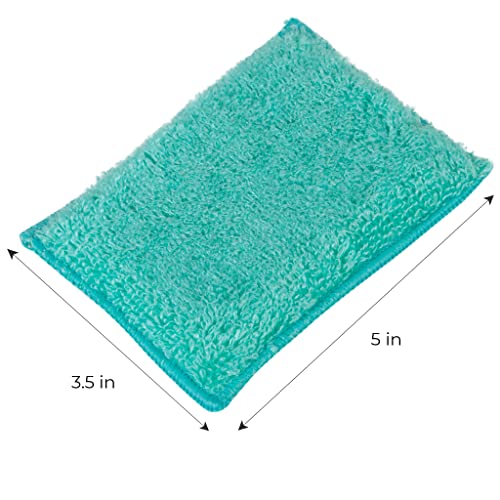 Image of Smart Design Non Scratch Scrub Sponge with Bamboo Odorless Rayon Fiber - Set of 36 - Ultra Absorbent - Soft and Scrubber Side - Cleaning, Dishes, and Hard Stains - Vibrant - Yellow, Green, Pink