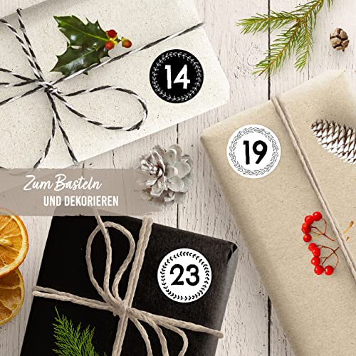 Miniatura 4 de Papierdrachen 24 Pegatinas De Navidad Para El Calendario De Adviento - Blanco Y Negro N 41 - Pegatinas De 4 Cm - Para Manualidades Y Decoración