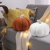 Kajaia 2 Pcs Thanksgiving Pumpkin Pillow Plush 11 x 9.5 Inch 3D Cushion Fall Decorations Simulated Stuffed Throw Pillows Toy for Friendsgiving Christmas Bedroom Sofa Couch Supplies (White,Brown) #5