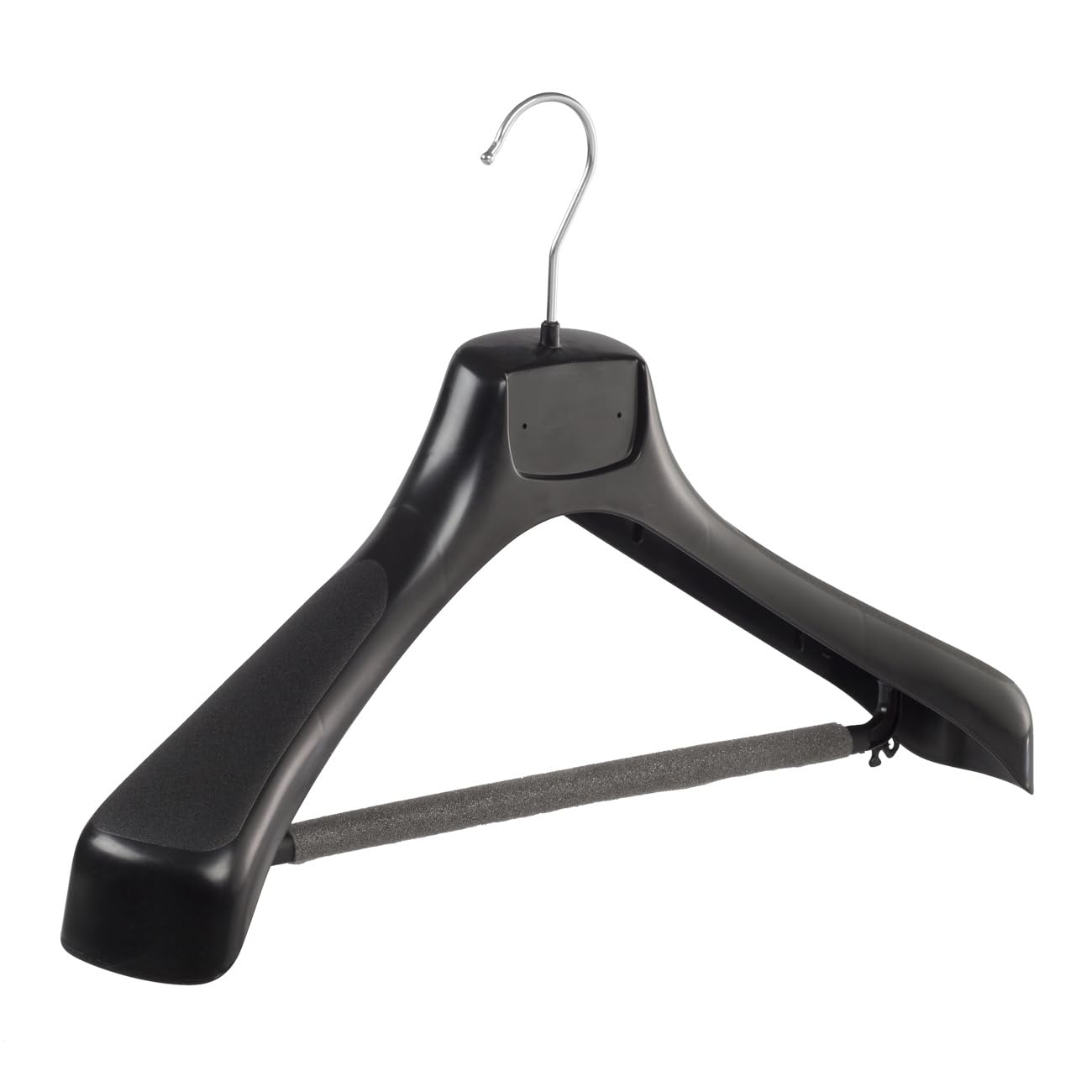 Grucce, Appendiabiti, Cappotto, Costume, Set di 10 pezzi, Plastica, Nero, Barra con Spugna, Spalline Larghe, Giacca, Gancio girevole a 360°, 46 cm (ETR46/BS_00/10)
