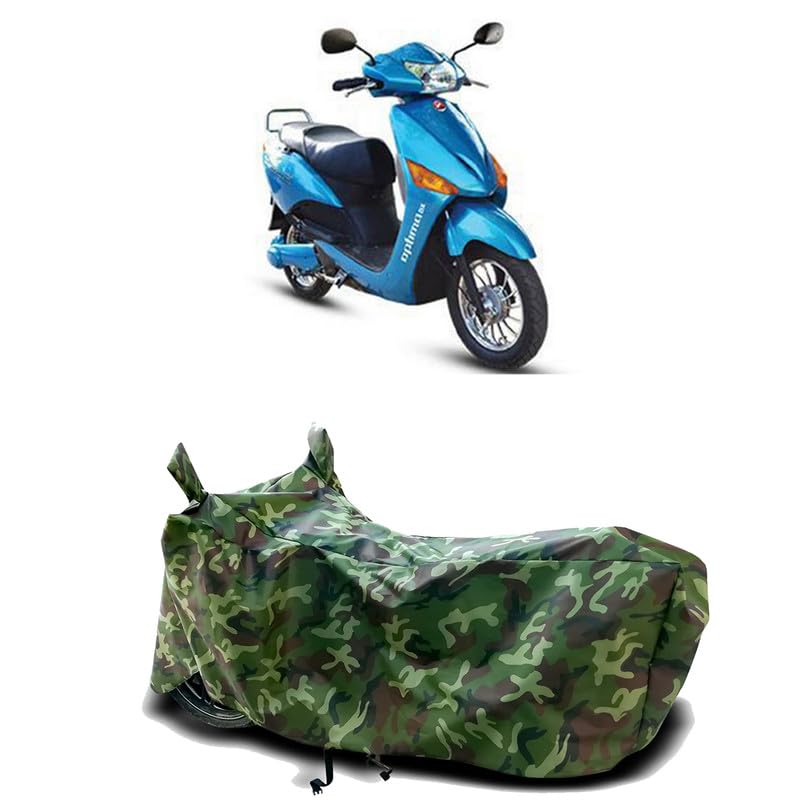 Image of DUFFEL-100% Heat Protection Two Wheeler Bike /Scooty Body Cover for Hero Electric Optima DX Water Resistance /UV-Rays /Birds Dropping /Scratchproof /Dust Proof /Waterproof[Green Jungle Print]