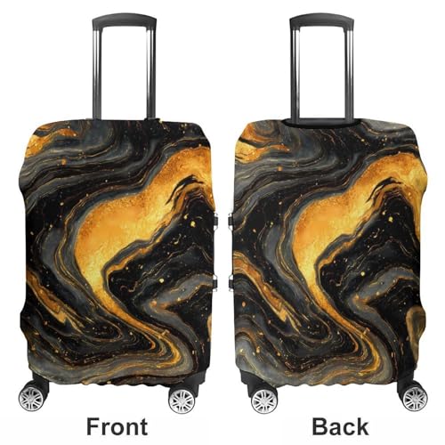 Marble Golden And Black Luggage Covers Washable Travel Suitcase Cover Elastic Baggage Protector3