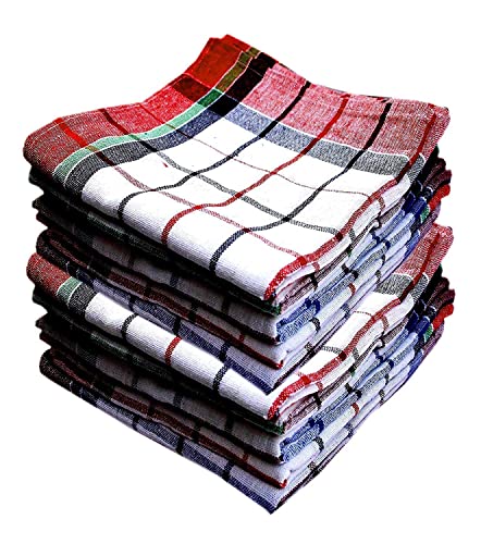 ILTPL – (Pack of 3) Cleaning Cloth, Multipurpose Kitchen Towels, Kitchen Multipurpose Cleaning Cloth, Kitchen Napkin, Table Wipe, Cotton Dish Napkin, Multi Coloured Checked Dish Towels, Table Cloths