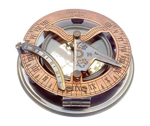 Brass Nautical - Handmade Brass Sundial Compass in Gift Box Sun Dial Watch Navigation