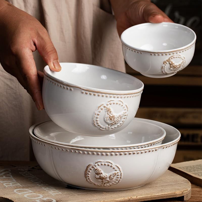 Talerze obiadowe Francuski Retro Ceramiczny Talerz Śniadaniowy Restauracja Talerz Makarony Salaterka Miska Ryżowa Duża Miska Zupy Talerze Sałatkowe (5 szt.)