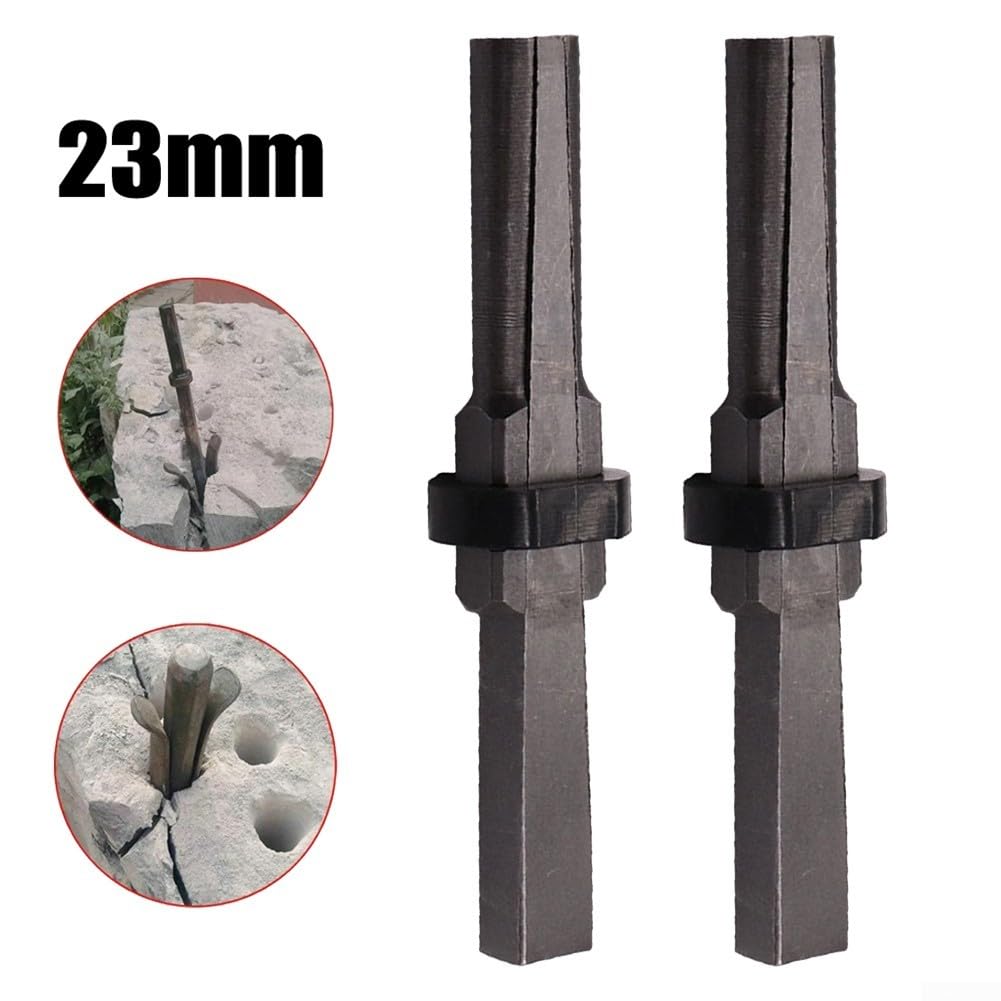 Cuñas de metal de 23 mm para piedra de roca de hormigón, juego de divisores para granito, mármol, herramienta de mano, 2 piezas, gris