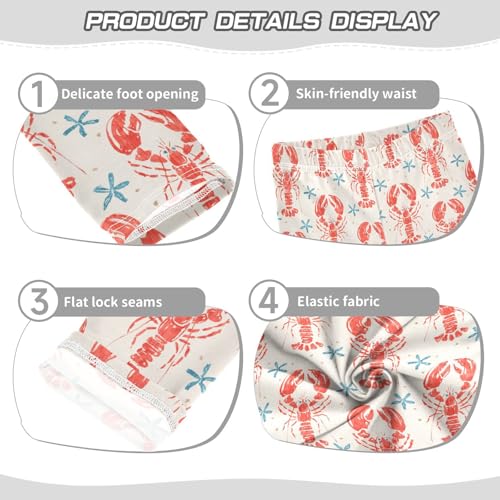 Girls Basic Leggings Baby Girls Pants Lobsters Stars Soft Footless Stretchy Tights Pants 4-10Y3