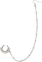 Vista 2 de Honbay Anillo de septum falso sin perforación, anillos indios para nariz con cadena de nariz a oreja, Aleación, cristal