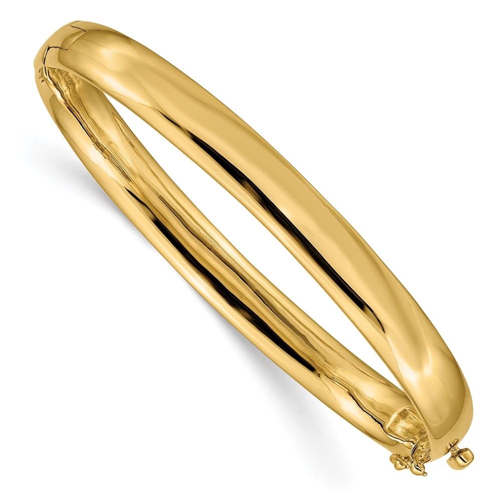 Diamond2Deal 14k Yellow Gold 7 7mmSolid Hinged Bangle Bracelet 7