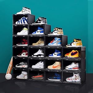 PUCHIKA schoenendozen set van 6, schoenenboxen, stapelbare schoendozen, schoenenopberger met transparante deur, plastic…