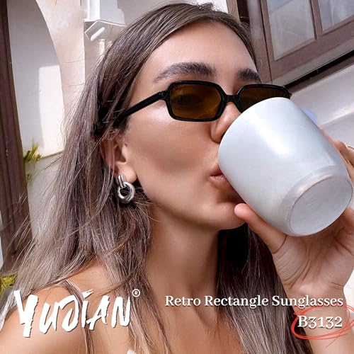 YuJian Trendy Retro Rectangle Women Men Sunglasses Small Narrow Frame 90s Style Shades Sun Glasses3