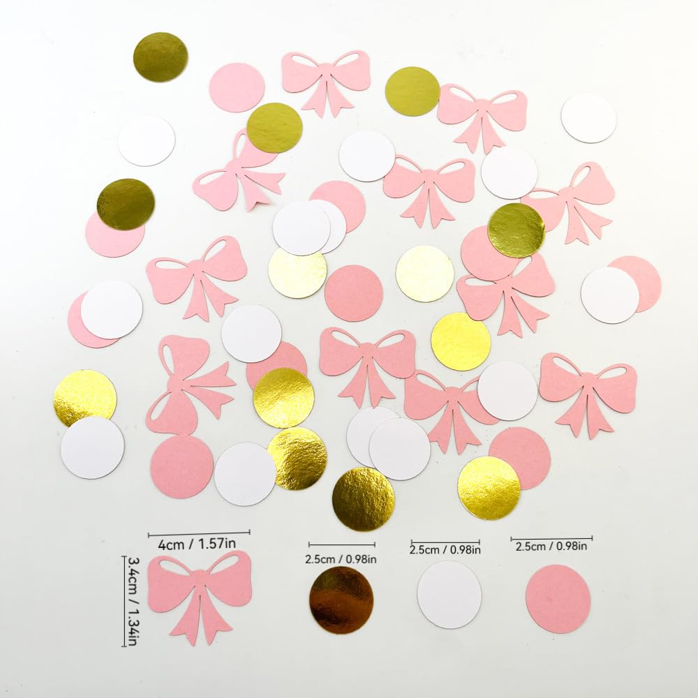FONGKNOX 100 sztuk papierowych konfetti, ró?owe motyle, konfetti sto?owe, okr?g?e, kropki, konfetti urodzinowe, ró?owe z?oto, bibu?ka, konfetti sto?owe, na baby shower, wesele, dekoracja