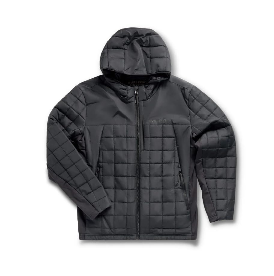 Image of BURLEBO Men's Puffer Jacket - Lightweight Quilted Winter Coat with Zipper Pockets