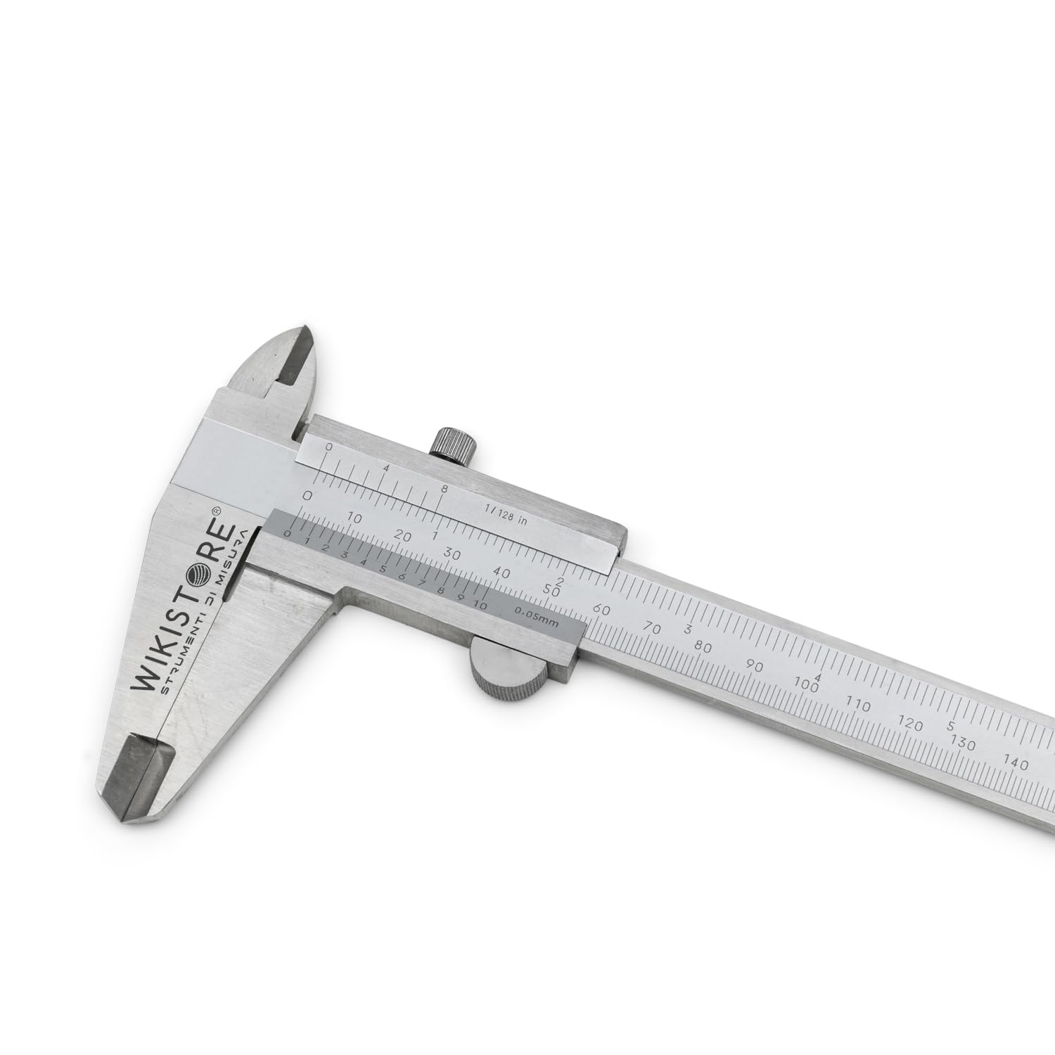 WIKISTORE CALIBRO PROFESSIONALE MONOBLOCCO 300 mm, Calibro ventesimale da 30 cm con becchi da 60 mm, Calibro acciaio bloccaggio a vite, Lettura 0,05 MM / 1/128, Attrezzo da lavoro preciso