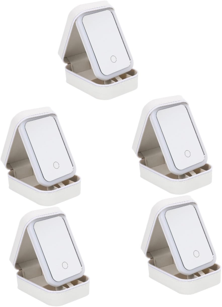 Didiseaon 5pcs Travel Makeup Organizer Box Led Lighted Mirror Makeup Case Small Box Organizer Case