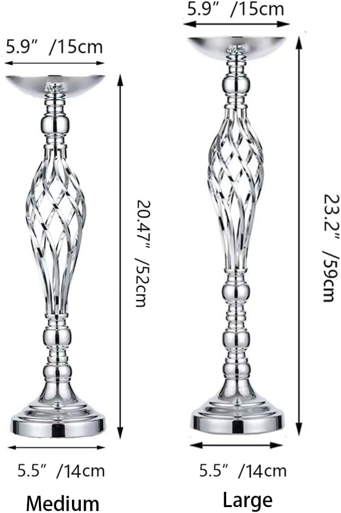 2 Pcs Silver 23in Metal Flower Arrangement Stand for Wedding Home Decor.Vases Centerpieces for Table,Party Reception Birthday Hotel Decor(Large)