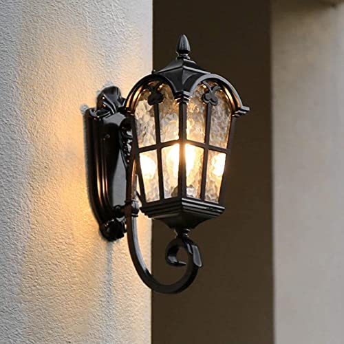 Image of YUBOLE Outdoor Wall Light Fixture Exterior Wall Lantern for Front Porch Garage Patio, Matte Black
