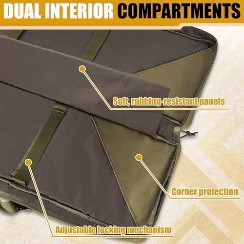 Image of 28 /32 /36 /42 /46 /48 /51 /55 inch Double Rifle Case Soft Gun Bag Tactical Backpack | Portable Long Rifle Bag for Outdoor Hunting Shooting, Gun Case Firearm Storage & Transportation, Hunting Shooting Range