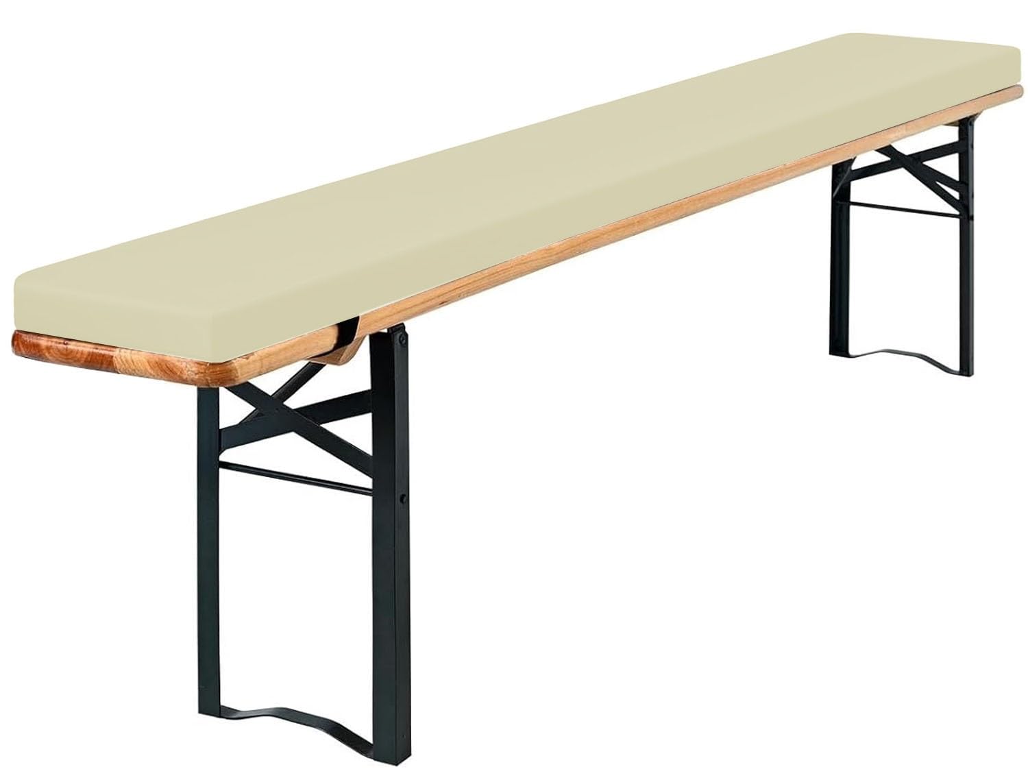 Cuscini Imbottiti per Panche 120x40 100x40 80x40 220x25 in Lino di Cotone, Cuscino per Panchina da Birra per Sagre, Giardino, Feste all’Aperto, Antiscivolo con Fibbia(Beige,180x25x3cm)