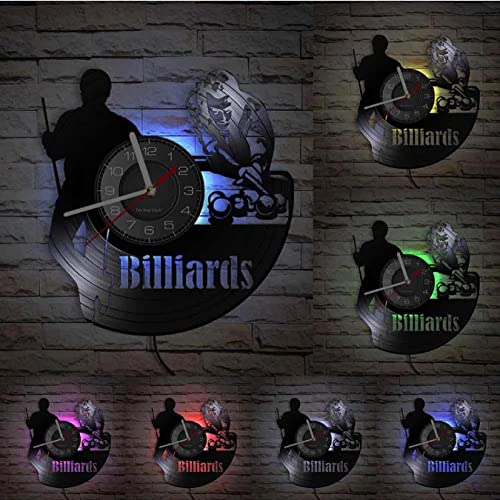 Horloge Murale Disque Vinyle Snooker et Tennis de Table Décoration Chambre Enfant