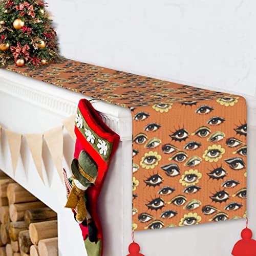 Christmas Table Runner Good-Luck-Greek-Evil-Eye Modern Table Decor Long Table Cover #TOP4