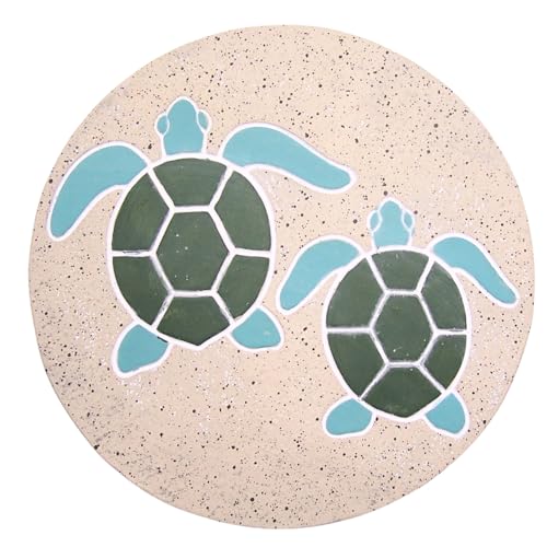 Wowser Two Swimming Turtles Stepping Stone, Decorative Garden Accent, Coastal Decor, 10 Inches