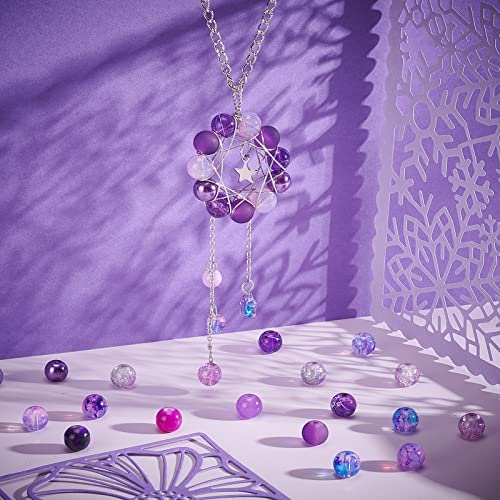 Ph Pandahall 720Pcs 8Mm Purple Glass Beads, 24 Color Round Bracelet Spacers Beads Loose Crystal Beads Craft Beads Bulk For Friendship Bracelet Earring Jewelry Making Christmas Tree Ornament #TOP1