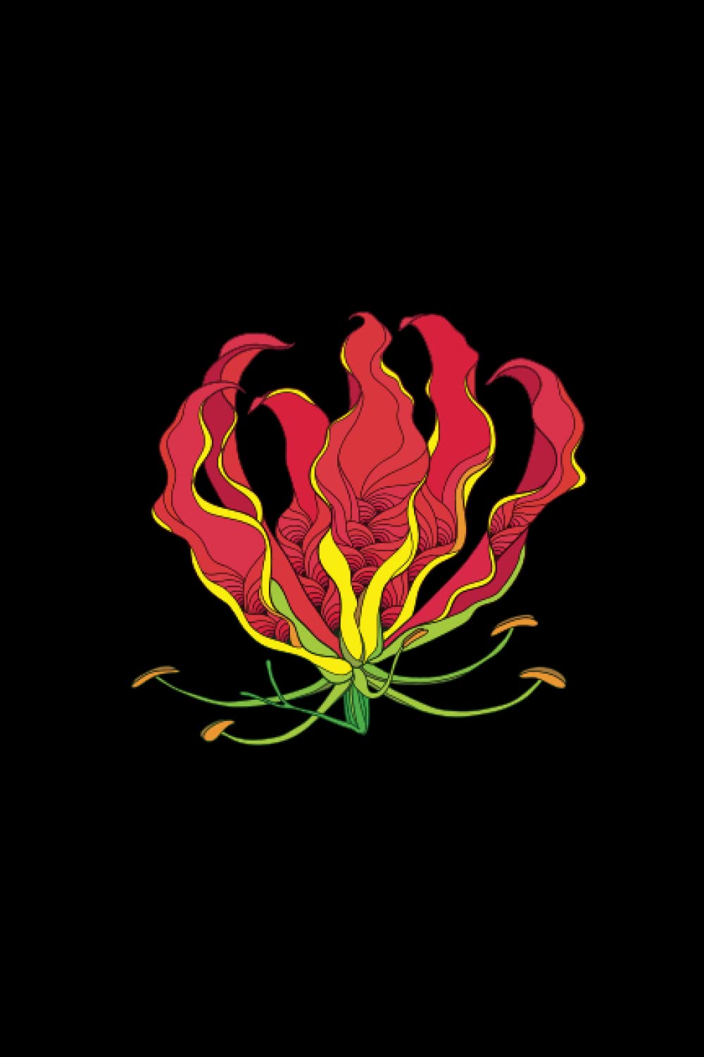 Karthigai Poo (Glory lily or Gloriosa superba) Tamil Eelam National Flower, Notebook/Journal, 200 lightly lined pages, 6"x9", great for taking notes, journaling or scripting