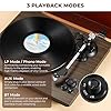 GLENCREAG Vinyl Record Player with AT-3600L Cartridge & 60W Speakers, 2-Speed Belt-Drive Turntable, Built-in Phono Preamp, BT Output Input & AUX-in, Auto Stop #3