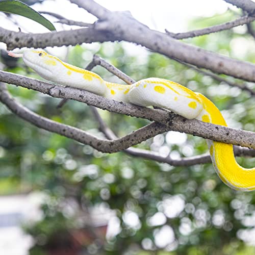 Gefälschte Schlangen Spielzeug Weiche Gummischlangenfigur Gartenschlange Vögel erschrecken Eichhörnchen Python Schlange Spielzeugfiguren Stressabbau Spielzeug Halloween Streich Requisiten (Python)