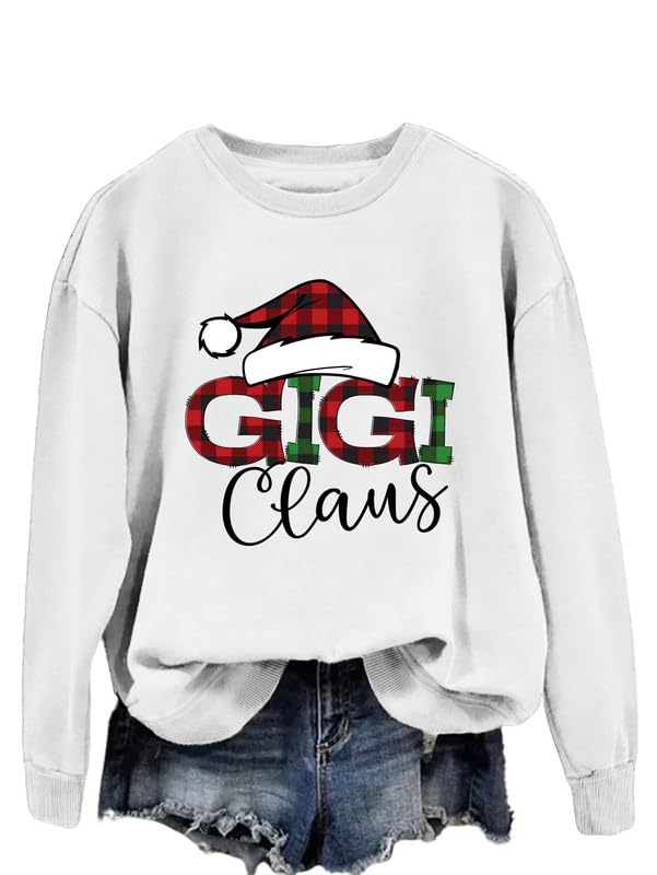 Women Sweatshirt Gigi Claus Cute Christmas Santa Long Sleeve Crew Neck Graphic Pullover Grandma Casual Top Shirt Gift2
