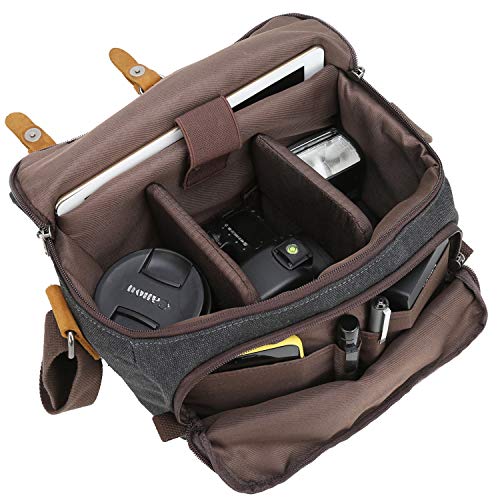 BLUBOON Vintage Canvas Camera Bag Shockproof Leather DSLR SLR Messenger Shoulder Bag Waterproof