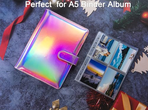 30 Pack 240 Pockets 2.5x3.5” Photocard Sleeves for 6 Ring A5 Binder, Ultra-Clear K-pop Photocard Sleeves, Double-Sided 4 Pocket Photo Pages, Top Loading Photo Sheet Protector for P image 5