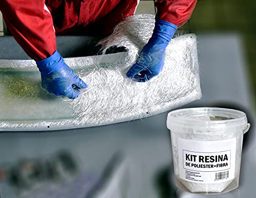 Resin Pro - Reparatiekit hars + glasvezel 1m2 mat 300g/m2 - Snel, eenvoudig en duurzaam, versterkingsmateriaal, orthoftaal polyesterhars, voor boten, carrosserieën, buizen - 700 GR - Afbeelding 8